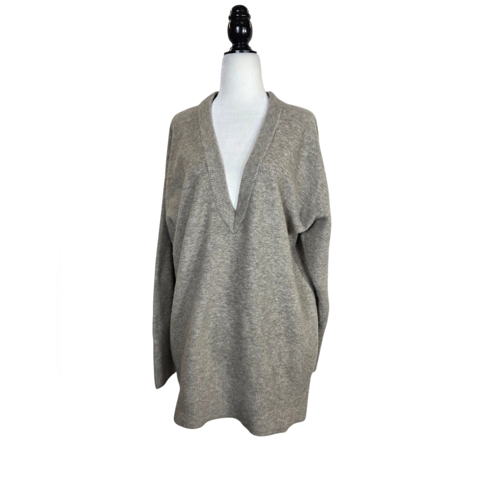 Zara V-Neck wool blend Relaxed fit Sweater dress Cream